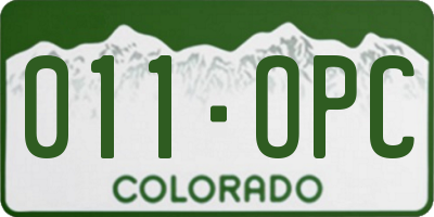 CO license plate 011OPC