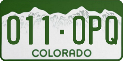 CO license plate 011OPQ