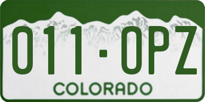 CO license plate 011OPZ