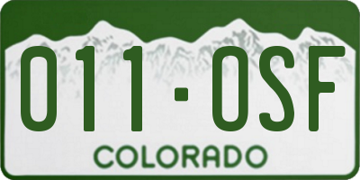 CO license plate 011OSF