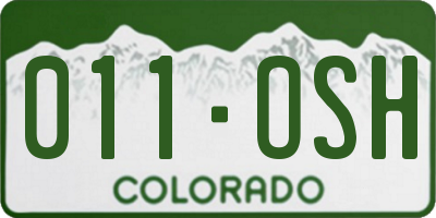 CO license plate 011OSH