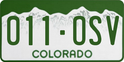 CO license plate 011OSV