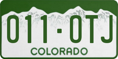CO license plate 011OTJ