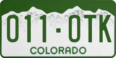 CO license plate 011OTK