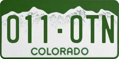 CO license plate 011OTN