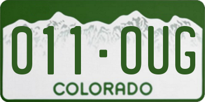 CO license plate 011OUG