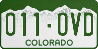 CO license plate 011OVD