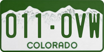 CO license plate 011OVW