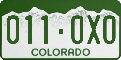 CO license plate 011OXO