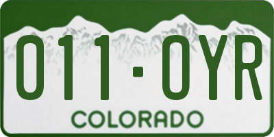 CO license plate 011OYR