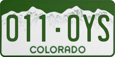 CO license plate 011OYS
