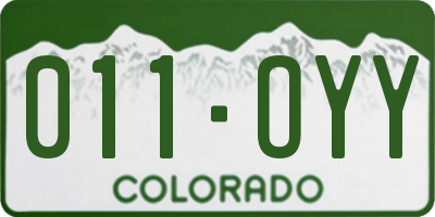 CO license plate 011OYY