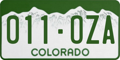 CO license plate 011OZA