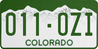 CO license plate 011OZI