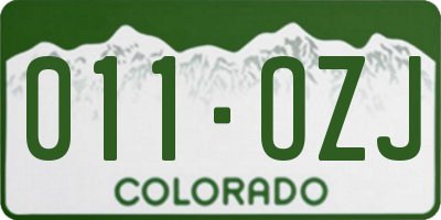 CO license plate 011OZJ