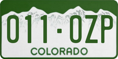 CO license plate 011OZP