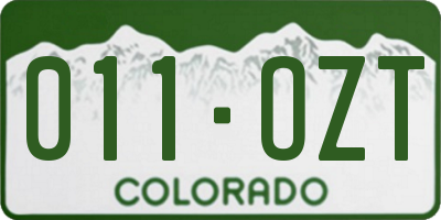 CO license plate 011OZT