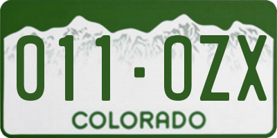 CO license plate 011OZX