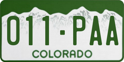 CO license plate 011PAA
