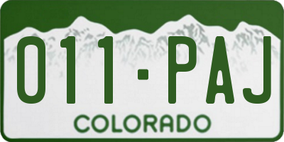 CO license plate 011PAJ