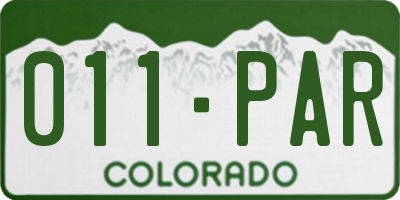 CO license plate 011PAR