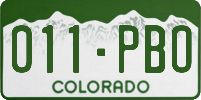 CO license plate 011PBO
