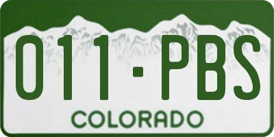 CO license plate 011PBS