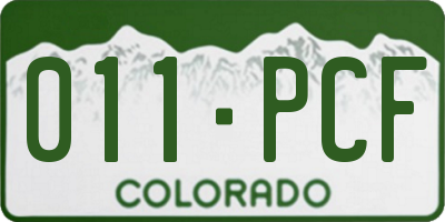 CO license plate 011PCF