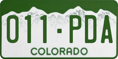 CO license plate 011PDA