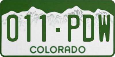 CO license plate 011PDW