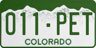 CO license plate 011PET