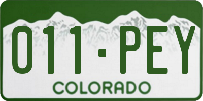 CO license plate 011PEY