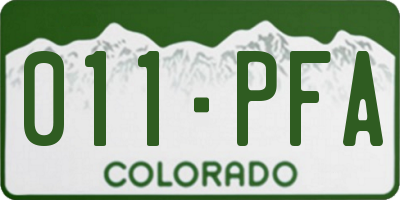 CO license plate 011PFA