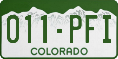 CO license plate 011PFI