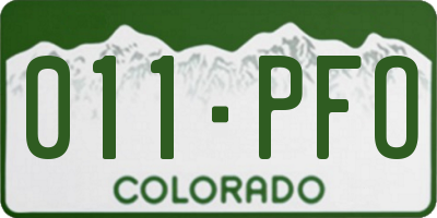 CO license plate 011PFO