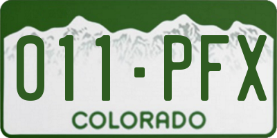 CO license plate 011PFX