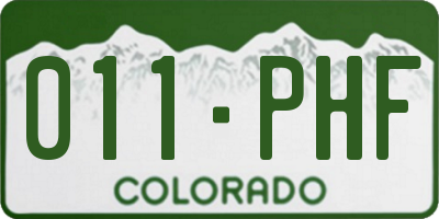 CO license plate 011PHF