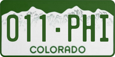 CO license plate 011PHI