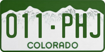 CO license plate 011PHJ