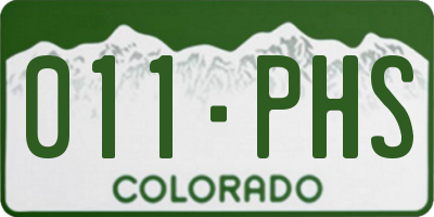 CO license plate 011PHS