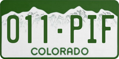 CO license plate 011PIF