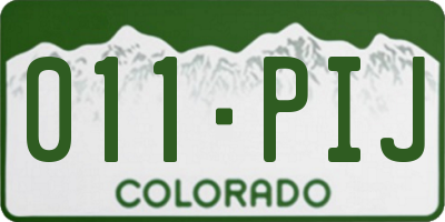 CO license plate 011PIJ
