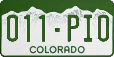CO license plate 011PIO
