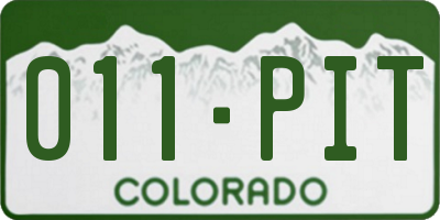 CO license plate 011PIT