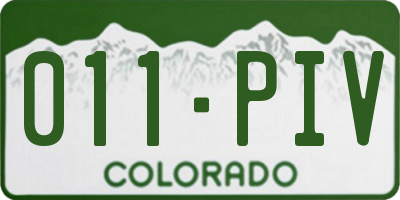 CO license plate 011PIV