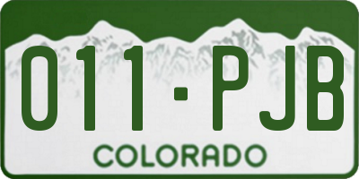 CO license plate 011PJB