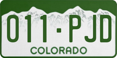 CO license plate 011PJD