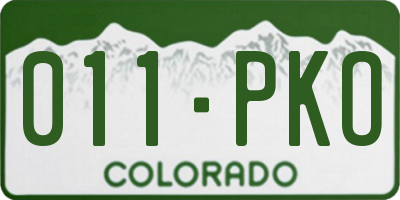 CO license plate 011PKO