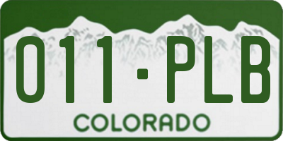 CO license plate 011PLB