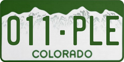 CO license plate 011PLE